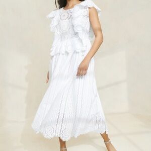 Brynn Ivory Lace Flutter Sleeve dress Loeffler Randall XS Resort 23'